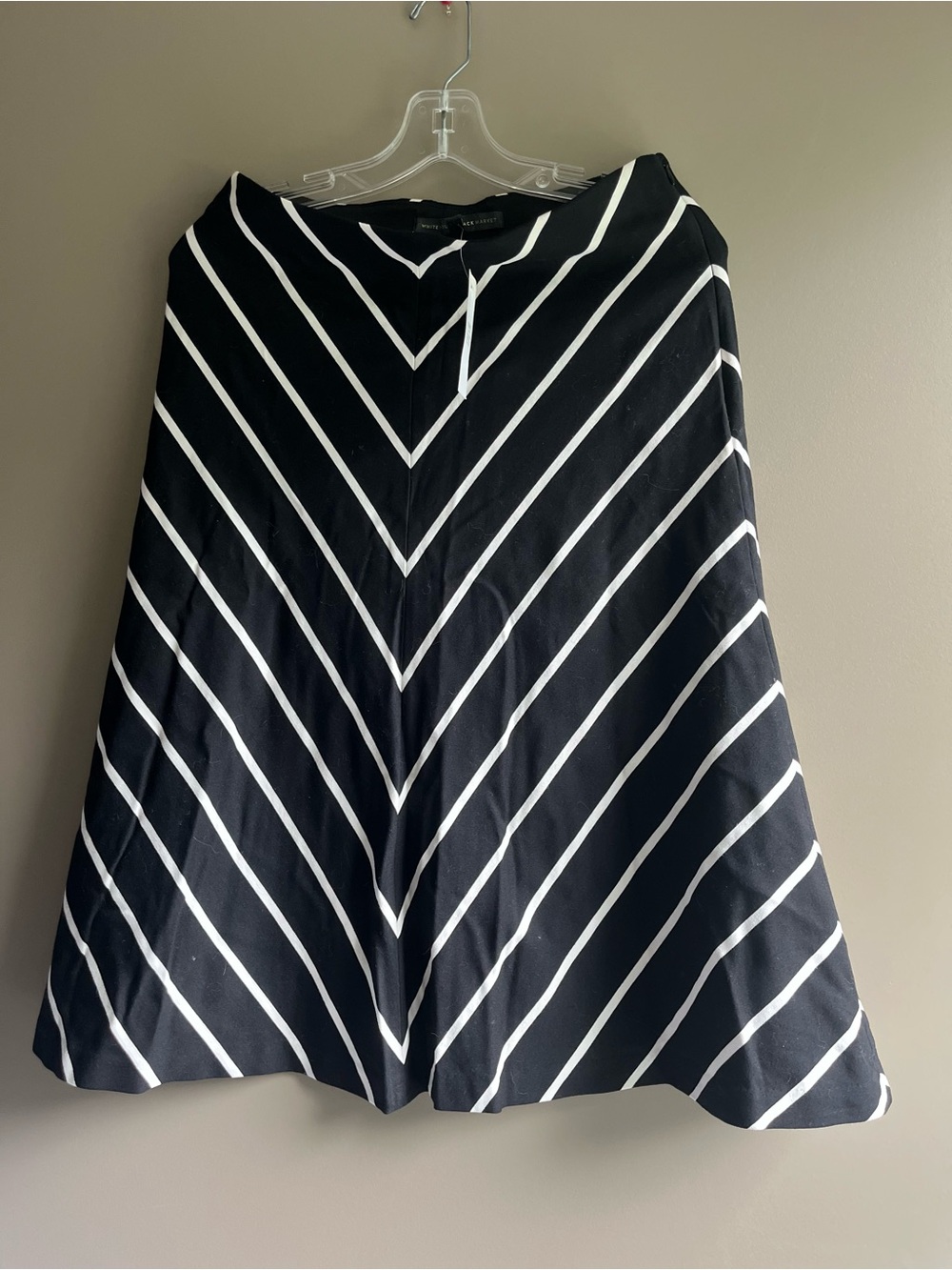 White House Black Market Black & White Striped A-Line Skirt